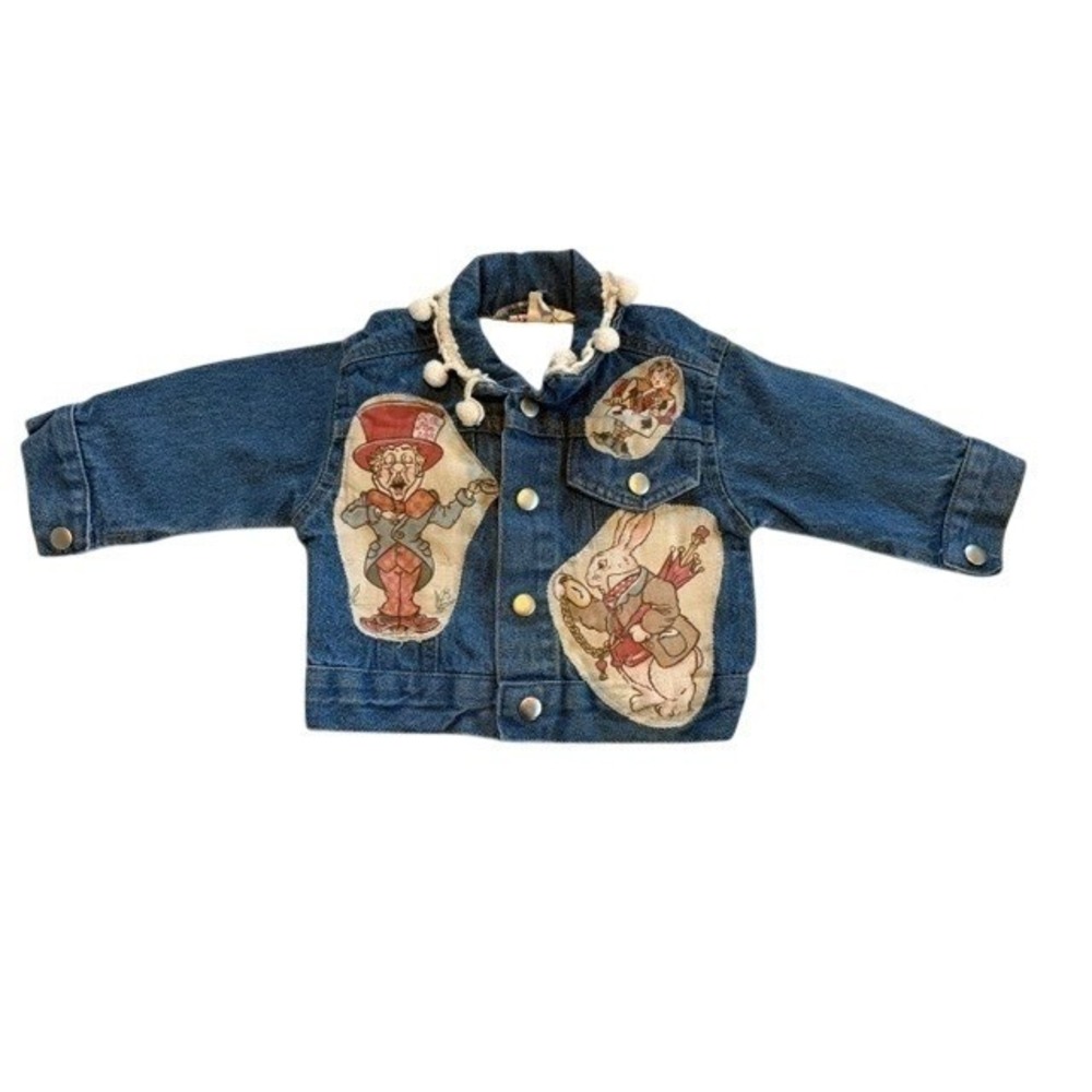 Tangled Alice in Wonderland Vintage Denim Jacket Kids Mad Hatter 9-12 Months